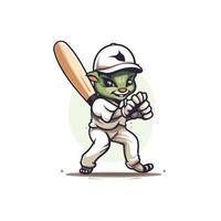 Cricket player with bat and green mask element illustration vector