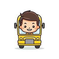 School bus driver character design School bus element illustration in cartoon style vector