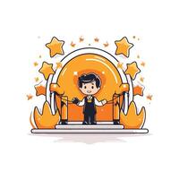 element illustration of a boy in a suit with a rope in his hands vector