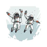 Astronaut in space suit flying with his hands up element illustration vector