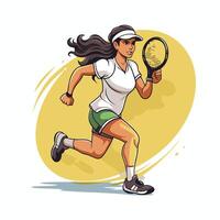 Tennis player with racket and ball element illustration in cartoon style vector