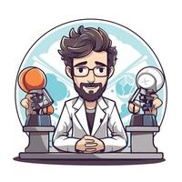 Cartoon scientist in lab coat element illustration of a scientist vector