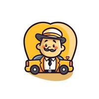 Retro taxi driver cartoon element illustration Flat style design for web and mobile app vector