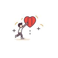 element illustration of a man holding a heart in his hand Flat design vector
