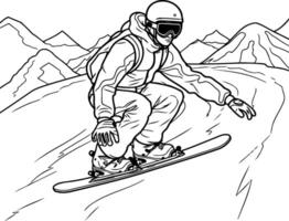 Snowboarder in mountains sketch for your design element illustration vector