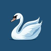 White swan element illustration Isolated on blue background vector