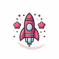 Rocket icon in flat style Spaceship element illustration on white isolated background vector
