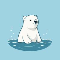 Polar bear in water illustration of a cartoon character vector