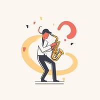 Man playing the saxophone illustration in flat design style vector