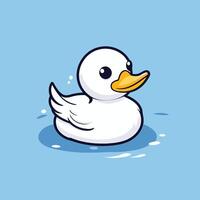 Cute cartoon duck floating in the water element illustration isolated on blue background vector