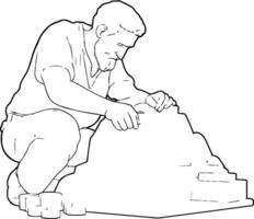 Illustration of a man working on a construction site on a white background vector