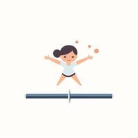 Cute little girl jumping on a seesaw flat element illustration vector