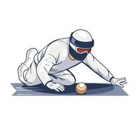 Cricket player with ball isolated on white background illustration vector