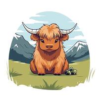 Yak in the meadow element illustration of a farm animal vector