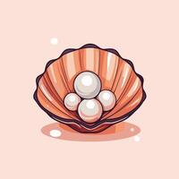 Illustration of a seashell with pearls element illustration vector