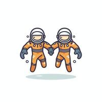 Astronaut and astronaut in space suit Flat element illustration vector