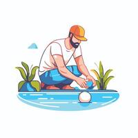 element illustration of a man playing table tennis Flat style design vector