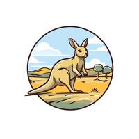 Kangaroo in the field element illustration on white background vector
