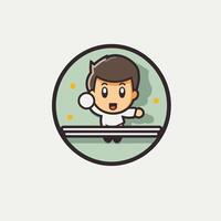 Cute Boy Cartoon Character Icon element Illustration Flat Design Style vector