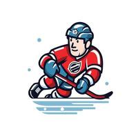 Ice hockey player with the stick and puck element illustration in cartoon style vector
