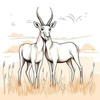 Antelope in the field sketch for your design element illustration vector