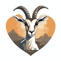 illustration of a goat in the shape of a heart on a white background vector