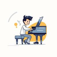 Pianist playing the piano element illustration in cartoon style vector