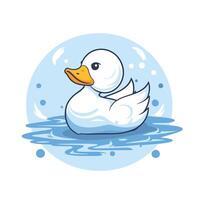 element illustration of a cute duck swimming in the water Cartoon style vector