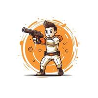Cartoon character of a man with a gun element illustration vector