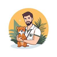Veterinarian with dog cartoon element illustration graphic design element illustration graphic design vector