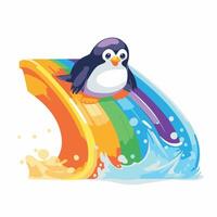 Penguin on an inflatable wave Cartoon illustration vector