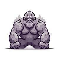 illustration of a strong gorilla on a white background Cartoon style vector