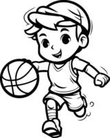 Illustration of a Kid Boy Playing Basketball on a white background vector