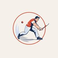 Baseball player hitting the ball with a stick illustration vector