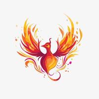illustration of a red bird in the form of a fire vector
