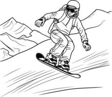 Snowboarder jumping sketch for your design illustration vector