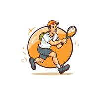 Tennis player with racket and ball cartoon element Illustration on a white background vector