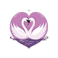 couple of swans couple in heart love icon element illustration design vector