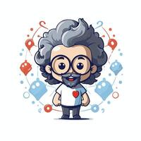 illustration of a cartoon character of a man with a mustache and glasses vector