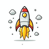 Rocket icon in flat style Startup illustration on white background vector