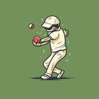 Cricket player illustration of a cricket player in action vector