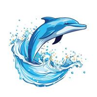 Dolphin jumping out of the water illustration on white background vector