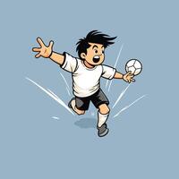 Cartoon soccer player kicking the ball illustration in cartoon style vector