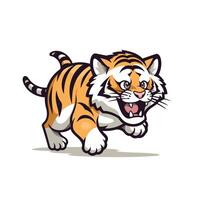 Tiger running illustration Isolated on a white background vector