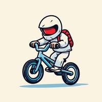 illustration of a boy in a helmet riding on a bicycle vector
