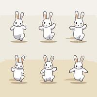 Set of cute easter bunnies in different poses illustration vector