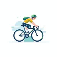 Cyclist in helmet riding bicycle Flat style illustration vector