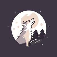 illustration of a wolf in the moonlight Design for t shirt and other uses vector