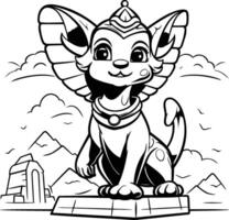 illustration of Cartoon Chihuahua on the background of an Egyptian temple vector