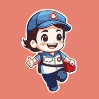 Illustration of a Kid Boy Wearing a Police Uniform and Pointing vector